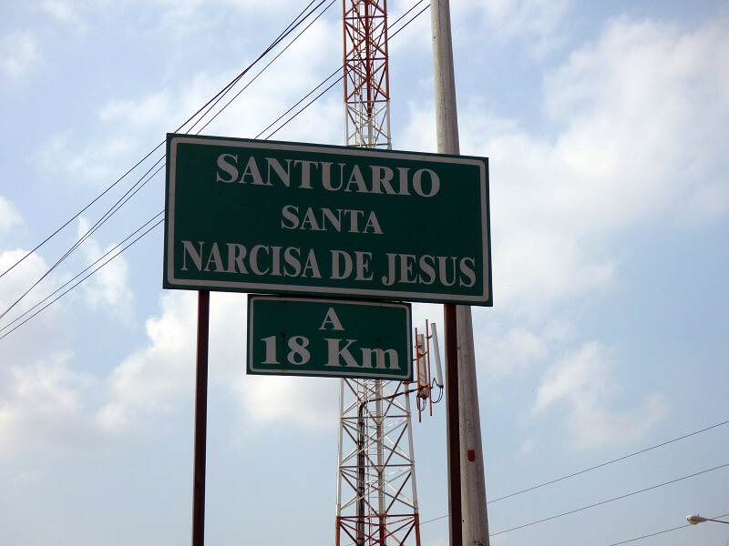 Road sign to the place of pilgrimage, Ecuador