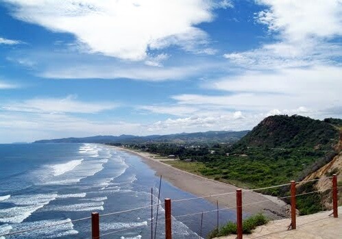 View to the beach of Olón from Santuario, Ecuador